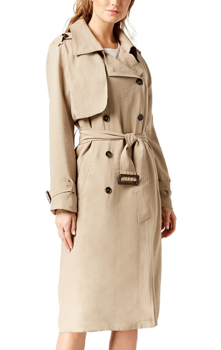 tan double breasted trench coat