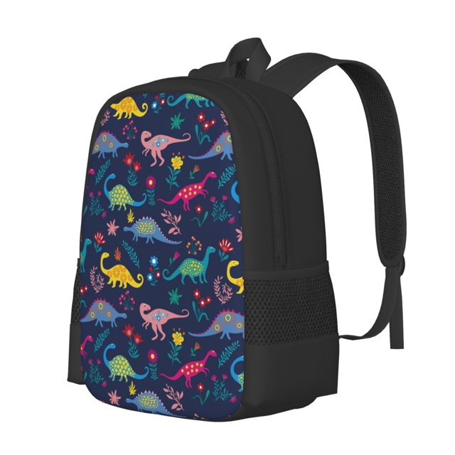Fotbe Dinosaur Flowers Mochila para Hombre y Mujer - Tela Oxford 600D Resistente - Mochila Impermeable de Gran Capacidad para Escuela, Viajes y Senderismo
