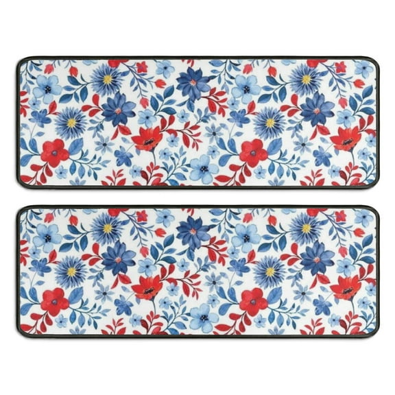 Kitchen Rugs Sets Of 2,Pioneer Flower Floral Print Pattern Anti Fatigue Kitchen Mat Rugs Non Slip Washable,Decorative Kitchen Floor Mats for Kitchen,Sink,Laundry,17"x47" 17"x47"