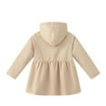 thumbnail image 4 of Gelikeya Kids Trench Coat Hooded Long Sleeve Jacket Notched Collar/Lapel Collar with Pocket Boys Girls Winter Clothing (Z01 Khaki & 11-12 Years), 4 of 8