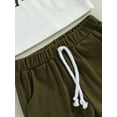 thumbnail image 6 of Kids Baby Boys Summer Outfits Letter Print Short Sleeve T-shirt and Casual Elastic Drawstring Shorts Set, 6 of 8