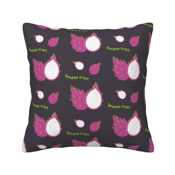 Square Throw Pillow Covers with Core, Cute Cartoon Dragon Fruit Pillows for Sofa Beds, 16"x16"