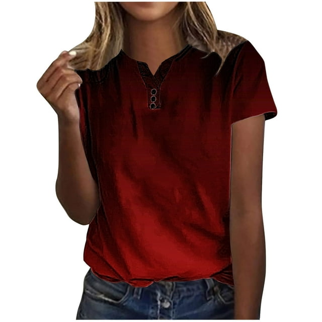 Chemises à Manches Courtes pour Femmes Mode Décontractée Chemises Imprimées Manches Courtes Tee-Shirt Ample Blouse Col en V Blouses à Manches Courtes pour Femmes