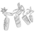 thumbnail image 1 of 1 Set of 4 Pcs Women Nail Tips Rhinestone Alloy Rings Multi size Nail Caps for Parties and Home Manicure Art, 1 of 9