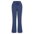 thumbnail image 2 of Patlollav Womens Casual Cotton And Linen Solid Drawstring Elastic Waist Long Straight Pants, 2 of 5
