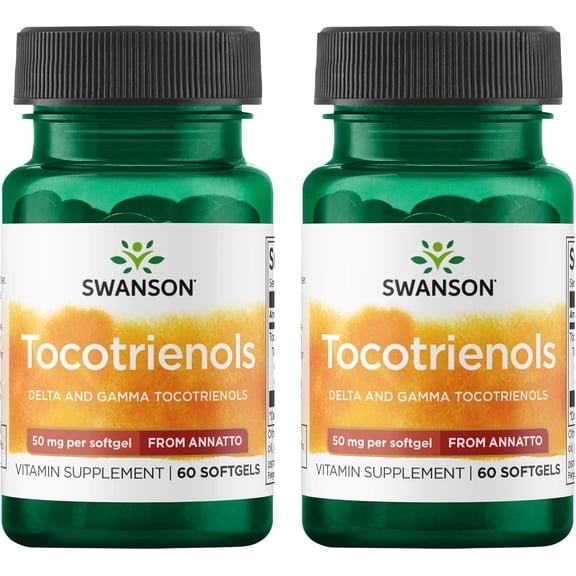 Swanson Deltagold Tocotrienols-Annatto Tocotrienols Supporting Healthy Cholesterol Levels Already withinthe Normal Range-Vitamin E Tocotrienols 99% Tocopherol Free (60 Softgels, 50mg Each) (2 Pack)
