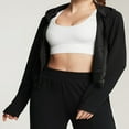 thumbnail image 2 of Women Waffle Workout Sports Jackets Solid Color Zip Yoga Track Hoodies, 2 of 5
