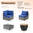 thumbnail image 3 of Ovios 6 Pieces Patio Fire Pit Set Outdoor Wicker Conversation Set with Wood Burning Fire Pit,Navy Blue, 3 of 7
