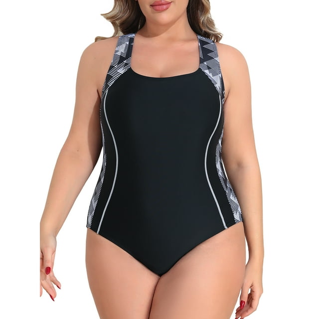Charmo Maillot de Bain Grande Taille pour Femmes une Pièce Athlétique à Dos Nageur