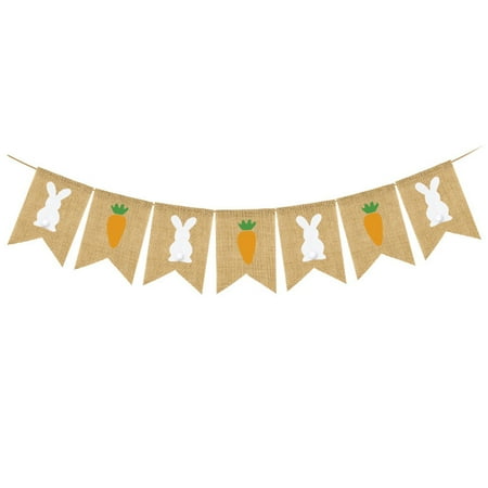 

NUOLUX Bunny Carrot Pattern Streamer Easter Banner Festive Flag Hanging Ceiling Flag
