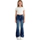 thumbnail image 1 of Pantalones vaqueros largos para niñas, de color liso, a la moda, ajustados, elásticos, acampanados, de poliéster, 1 of 6