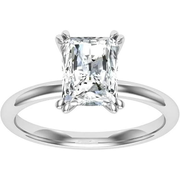 Radiant Cut Solitaire Engagement Ring, 14K White Gold, Lab Grown Diamond, Classic Prong Setting RIng