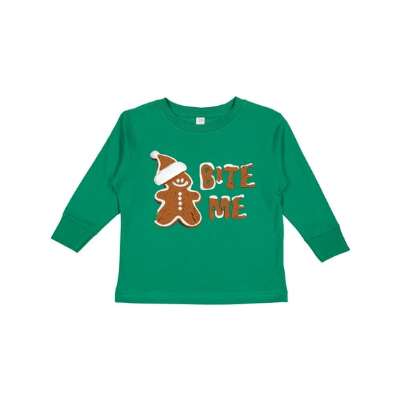 Inktastic Bite Me Gingerbread Boys or Girls Long Sleeve Toddler T-Shirt