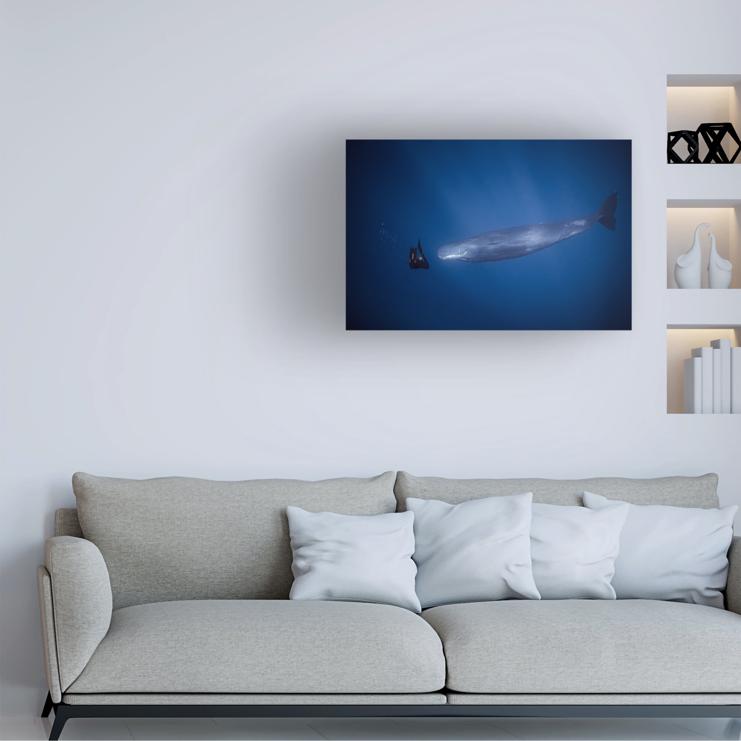 Seb 'Encounter With Sperm Whales' Canvas Art
