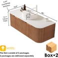 thumbnail image 2 of 48" Bathroom Vanity with Sink, Floating Plywood Bathroom Vanities with Ultra-Thin Ceramic Basin and Marble Top, 2 Large Soft-Closing Storage Drawers, Pre-Assembled Cabinet, Nature Wood, 2 of 7