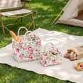 thumbnail image 4 of Yucurem 2 Pack Boho Fabric Storage Basket with Handles, Large Capacity Foldable Floral Organizer for Clothes and Sundries, Quilted Puffer Tote Bag for Home, Picnic, Shopping, Travel, 4 of 9
