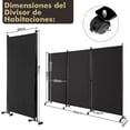 thumbnail image 3 of Costway Biombo Separador de 3 Paneles con Ruedas Pantallas de Privacidad de Habitaciones Alto 180cm Divisores para Hogar Oficina Domitorio, 3 of 10