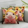 thumbnail image 2 of Nawypu Cute Pig Throw Pillow Covers Set of 2 Soft Sunflowers Pattern Pillow Cases Cushion Covers For Teens Decor Lovely Animal Decorative Throw Pillowcases Wood Grain Pink Cushion Cases, 2 of 6