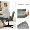 thumbnail image 5 of EDX PU Leather Office Chair Criss Cross Legged Chair No Wheels, Comfy Home Vanity Task Computer Chair, Gray, 5 of 14