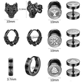 thumbnail image 2 of Aretes Con Piercing Pendientes Runas Hombre 6 Pares, Negro, 2 of 5