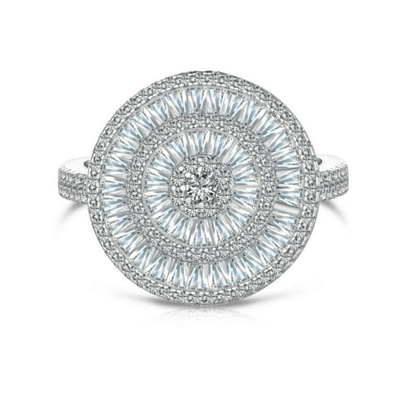 Simple Round Halo Engagement Rings for Women 925 Sterling Silver Cocktail Statement Ring 5A CZ Cluster Eternity Wedding Rings Size 6-9