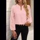 thumbnail image 4 of Blusas Elegantes e Informales para Mujer, con Mangas Largas Transparentes y Cuello en V, Holgadas y Vaporosas de para el Trabajo y la Oficina. Rosa XL, 4 of 9