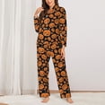 thumbnail image 2 of Salouo Halloween Pumpkins Pattern Women's Pajamas Set Long Sleeve Button Down Sleepwear Soft Pj Lounge Sets for women 2 Piece Pjs Set with Long Pants-X-Large, 2 of 7