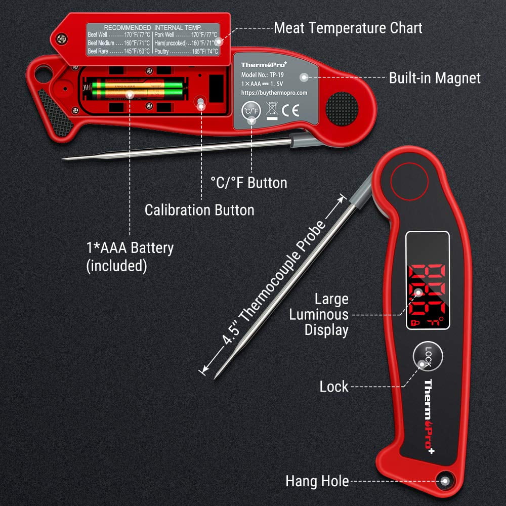 ThermoPro TP19 Waterproof Digital Meat Thermometer for Grilling