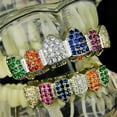 thumbnail image 5 of Grillz Set CZ Cubic Zirconia Silver Tone Multi-Color Clown Top And Bottom Teeth Bling Rainbow Color Hip Hop Grills, 5 of 5