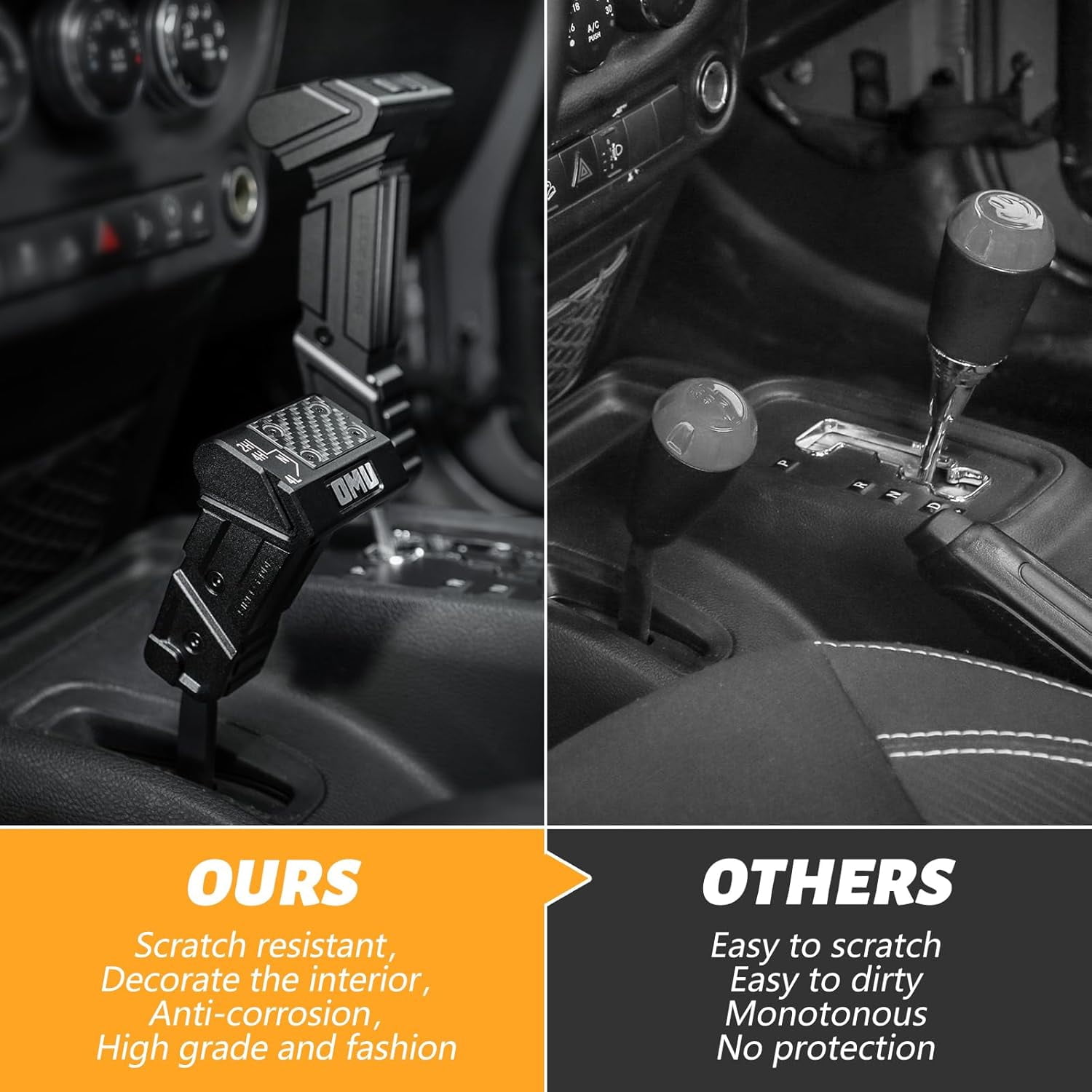 OMU 4X4 Gear Shift Lever Knob Cover Kit for Jeep Wrangler JK JKU 2011-2017