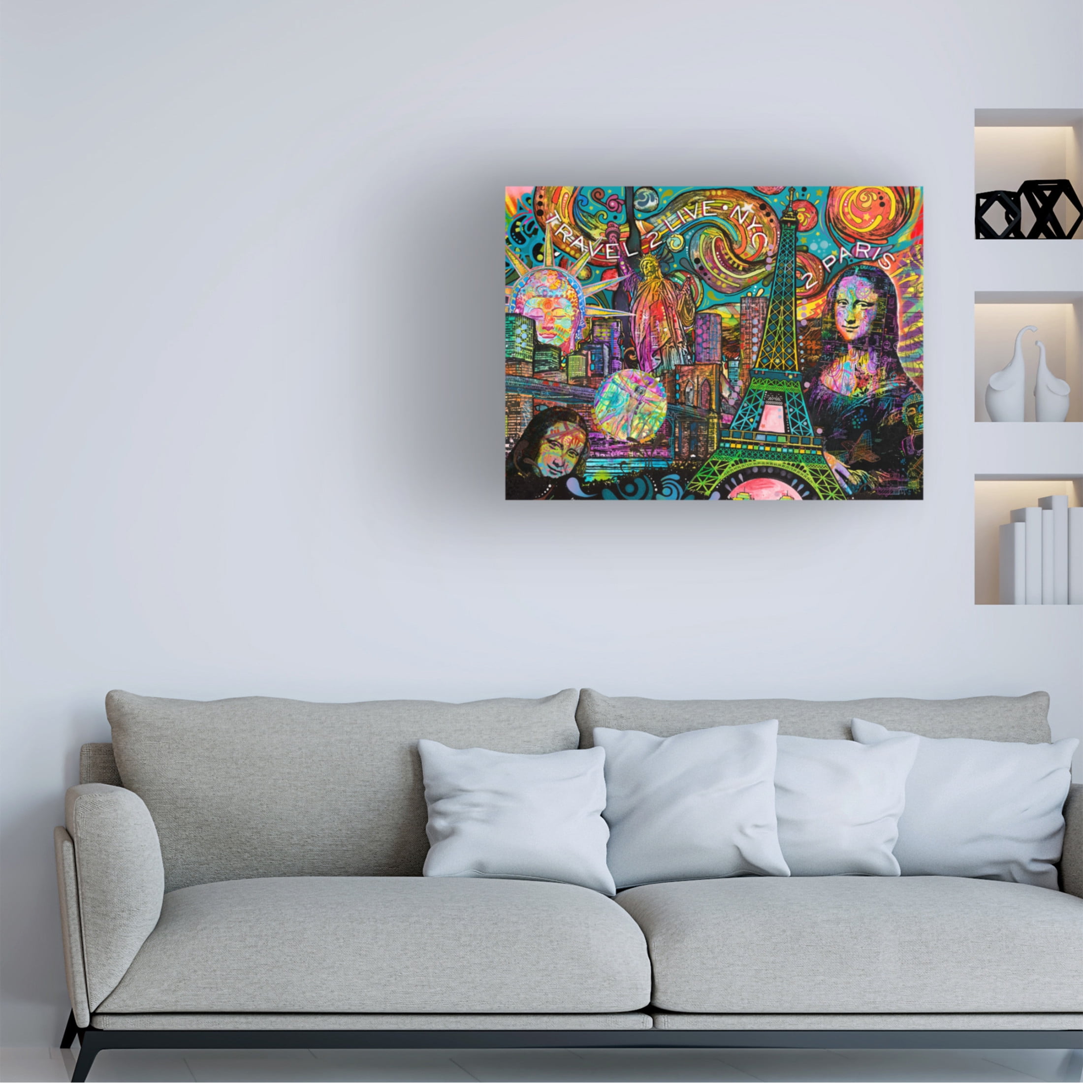 Canvas Wall Art - Dean Russo 'Iconic Travel' Wall Art for Living Room, Bedroom, or Office Décor by Trademark Fine Art - 47 x 35 Inches