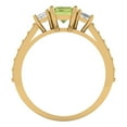 thumbnail image 4 of Clara Pucci 14K Yellow Gold Solid Gold Peridot Three-Stone Anniversary Ring for Women - 1.88 cttw Emerald Cut, 4 of 8