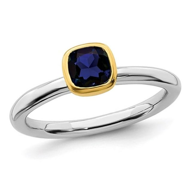 Lab Created Sapphire Ring 1/2 Carat (ctw) in Sterling Silver