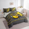 thumbnail image 3 of Manfei Teens Ball Game 7-Piece Twin Bedding Sets,Basketball Sports Bedding Comforter Set,Yellow Flame Sheet Sets For Boys Kids,Microfiber Bedroom Decor Reversible, 3 of 8