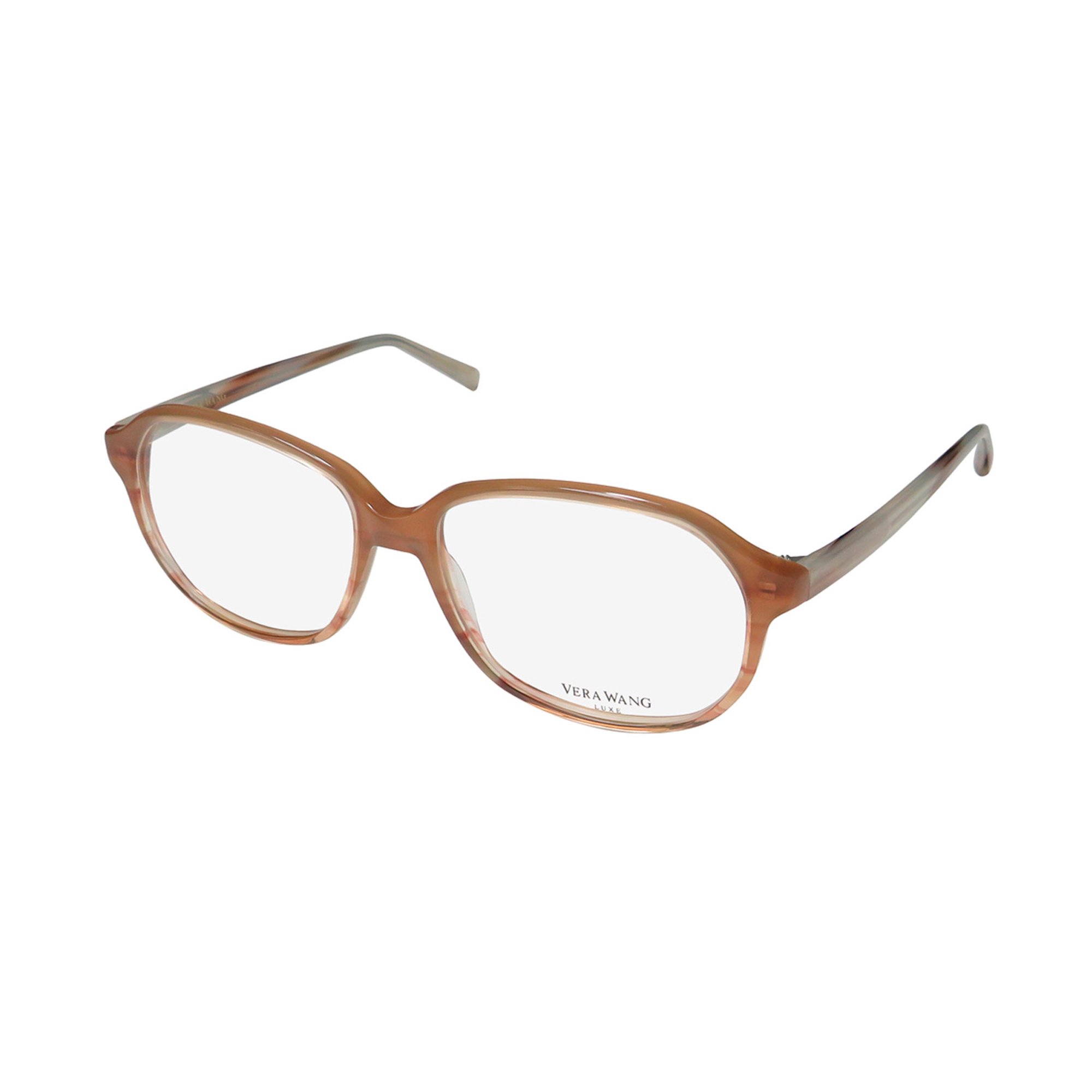NEW VERA WANG LUXE EDEN WOMENS/LADIES OVERSIZED FULL-RIM NUDE HORN FRAME DEMO LENSES 54-15-140 EYEGLASSES/EYEGLASS FRAME