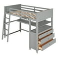 thumbnail image 4 of CoSoTower Twin Size Loft Bed with Drawers and Desk, Wooden Loft Bed with Shelves - Gray, 4 of 9