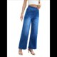 thumbnail image 2 of Pantalones Vaqueros Anchos de Talla Grande para Mujer, Cintura Alta, Adelgazantes, con Múltiples Bolsillos, Rectos, Holgados e Informales. Azul XL, 2 of 10