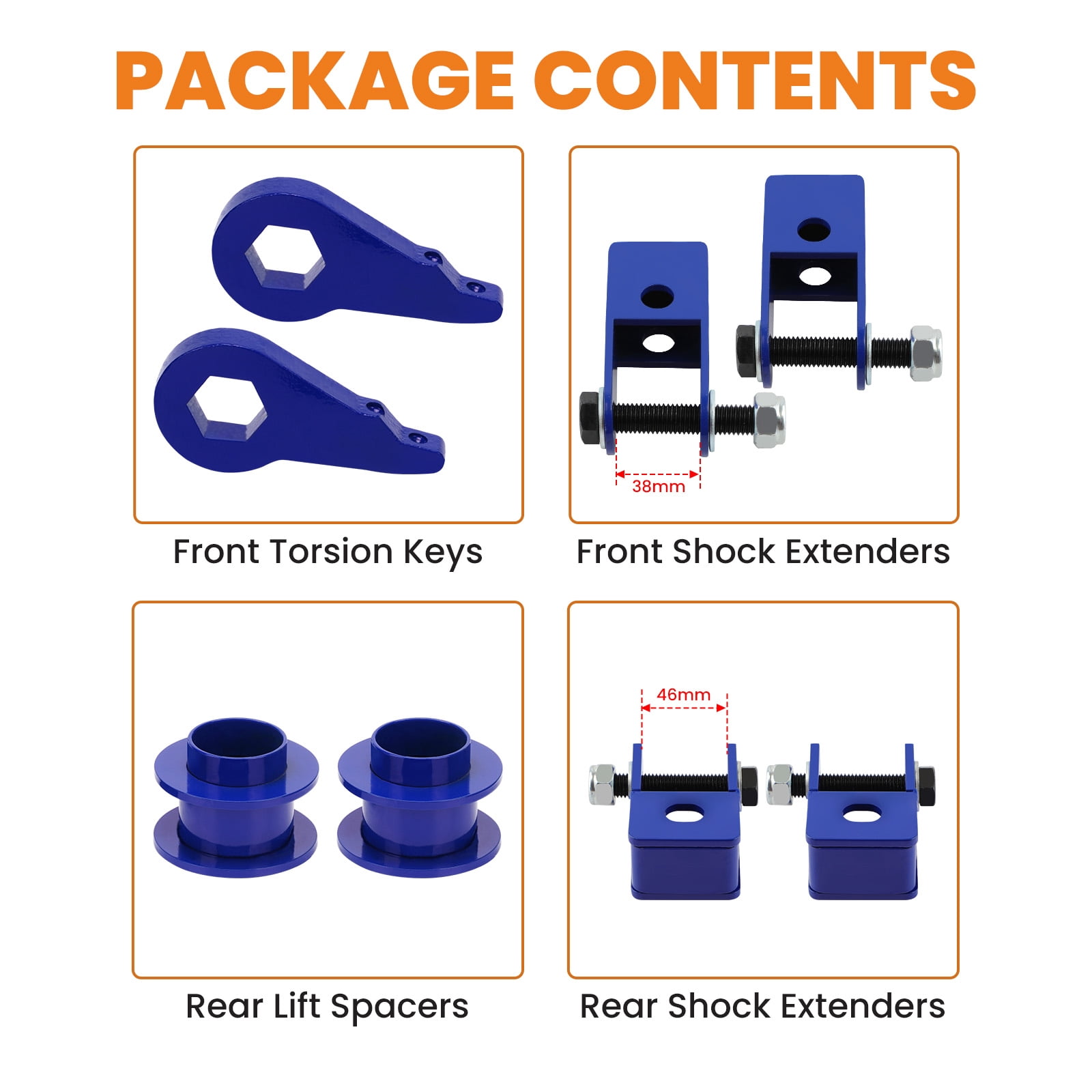 maXpeedingrods 1-3" Front & 2" Rear Leveling Lift Kit for 2000-2006 Chevy Avalanche Tahoe Suburban Yukon Escalade 6-Lug Truck, with Front Rear Shock Extenders