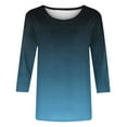 thumbnail image 5 of Women 3/4 Sleeve Shirts Plus Size Gradient Tshirt Top Crewneck Pullover Tees Lightweight Outfit, 5 of 5