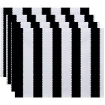 Simply Daisy 18" x 14" Stitch in Time Stripes Print Placemats, Set of 4