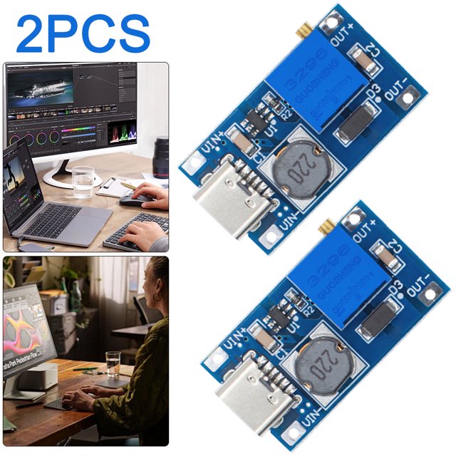 Componentes electrónicos ajustables placa elevadora DC-DC Boost (tipo C) 2 piezas