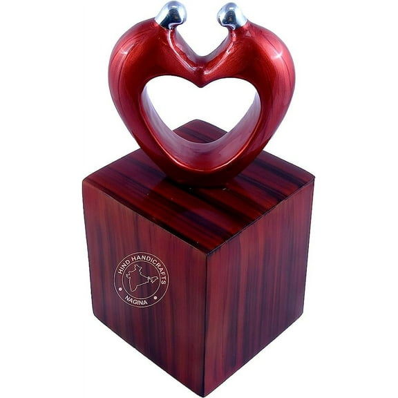 Pearl Heart Adult Cremation Urn for Human Ashes - Keepsake Funeral Urn Handcrafted Trophy - Large Burial Urn for Human Ashes (5" x 5" x 10" - 100 LB or 45 KG, Pearl Red)