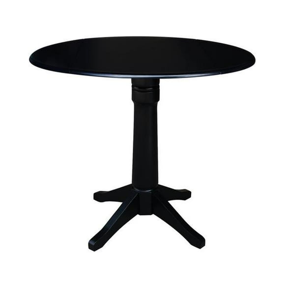 International Concepts K46-42DPT-27B-6B 42 in. Round Dual Drop Leaf Pedestal Table, 36.3 in. - Black