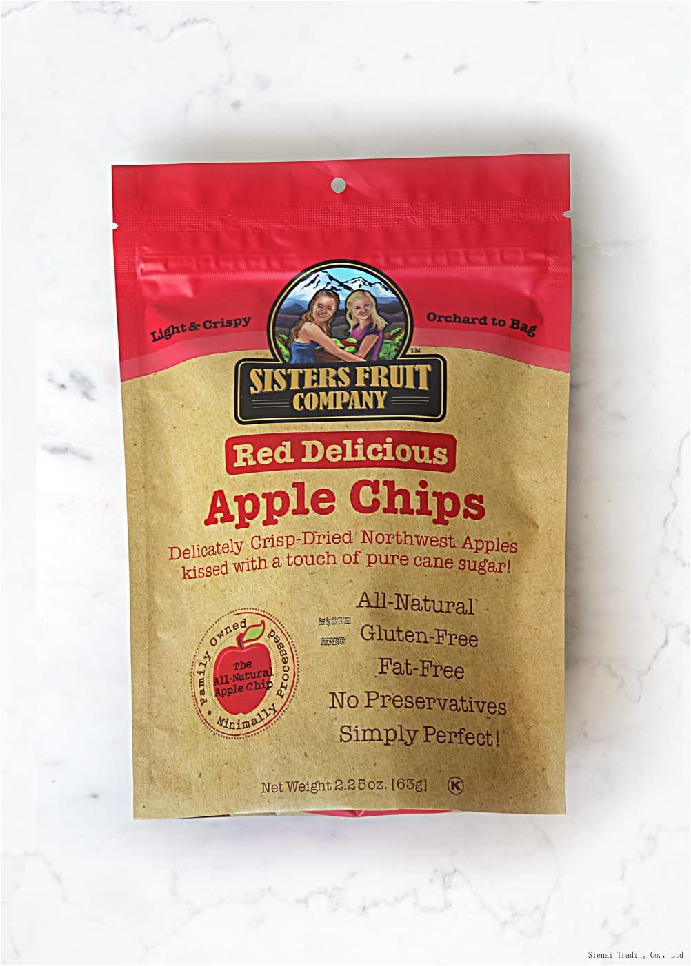 Apple Chips, All Natural, GlutenFree, FatFree, Contains SIX 2.25 OZ