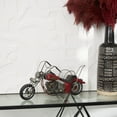 thumbnail image 2 of 18" x 9" Red Metal Handmade Vintage Style Motorcycle Sculpture with Flames on the Gas Tank, by DecMode, 2 of 8