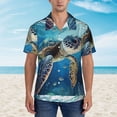 thumbnail image 2 of Bingfone Men's Short Sleeve Button Down Shirts Hawaiian Watercolor Turtle Printed Beach Shirt, 2 of 7
