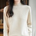 thumbnail image 5 of HongQid Chandails Femme Automne Hiver Chaud Doux Tricoté Ample Chandail Col Roulé Manches Longues, 5 of 5