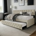 thumbnail image 2 of Home Design Tyler Twin Daybed with Trundle, Linen Upholstery, Button-Tufted Design, Foam Padding, Pull-Out Trundle, Stylish Seating and Sleeping Solution, Warm Gray, 2 of 12