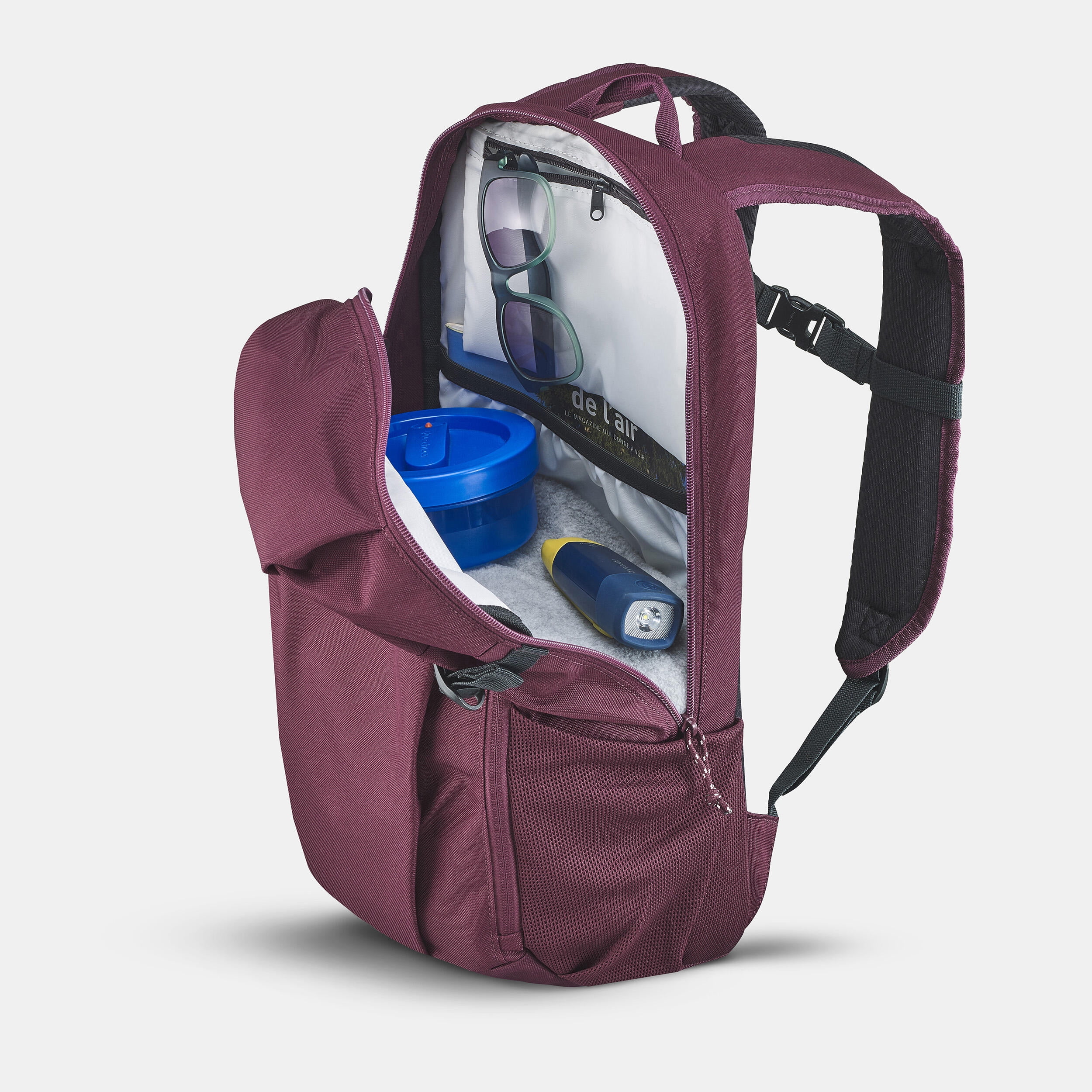 Quechua NH100, 20L Nature Hiking Backpack, Unisex, Burgundy