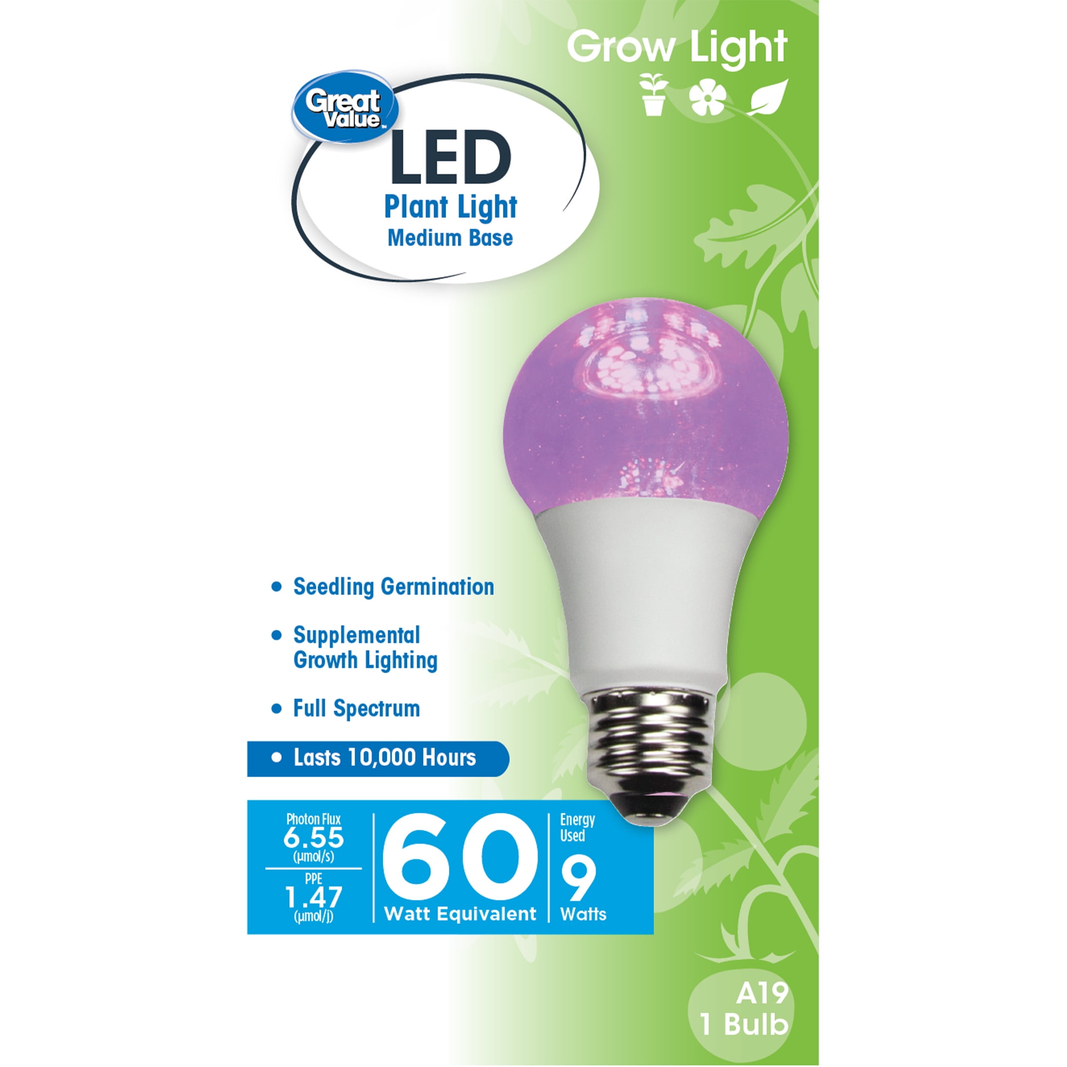 LED Grow Light Bulb 45W Plant Panel Lamp 144 Red&Blue Full Spectrum Oganic Seed 